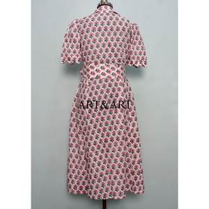 Vestido de Verano Bohemio de Algodón para Mujer, Estilo Vintage, Hecho a Mano, Dulce y Natural, de Manga Corta, Largo hasta el Tobillo, Silueta en A, Casual - Product Image 6