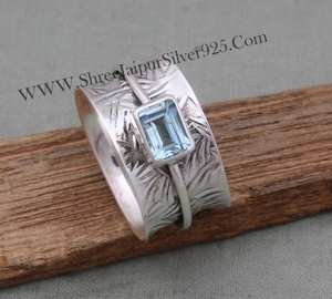Handmade Hammered Three Tone Designer Carved Vintage <b>Boho</b> Hippie 925 Sterling <b>Silver</b> High Quality Customized Size Spinner <b>Rings</b> - Product Image 5