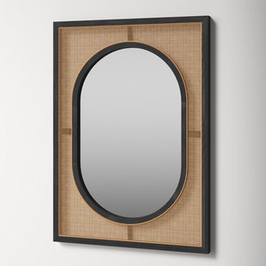 Espejo de pared rectangular de mimbre/Ratán - Product Image 4
