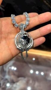 Colgante de Lujo con Forma de Globo Terráqueo, Collar con Colgante de Diamante Moissanita, Micro Pavé, Joyería Hip Hop, Plata de Ley 925 - Product Image 2