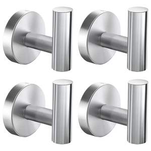 Porte-serviettes mural moderne en acier inoxydable, finition brossée, base carrée - Product Image 6