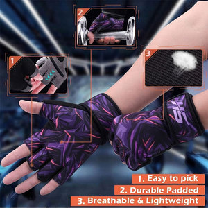 Gants de fitness pour hommes avec protection du poignet, rembourrés, demi-doigts, conception respirante, renforcés, personnalisables avec logo - Product Image 5
