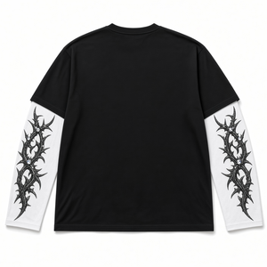 เสื้อยืดโอเวอร์ไซส์สีดำ ผ้าคอตตอนผสม แต่งลายผีเสื้อประดับเพชร คอกลม แขนสั้น สไตล์โกธิคสำหรับผู้ชาย - Product Image 2