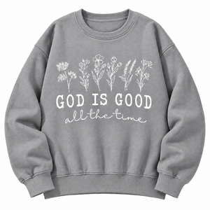 Sudadera Oversize de Algodón 100% con Cuello Redondo y Forro Polar, Diseño Gráfico 'God Is Good All the Time', Top Casual de Manga Larga - ¡Venta Caliente! - Product Image 6
