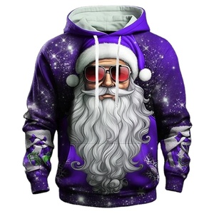 3D Printed Funny Santa Claus Men's Winter Hoodies-Eco-Friendly Breathable 100% Cotton Pullover Christmas Gift - Product Image 2