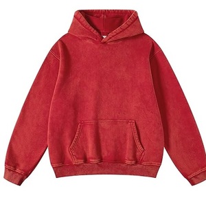 Vintage Acid Washed Hoodie for Men Heavyweight 100% Cotton Oversized Winter Thick Pullover Fleece Streetwear Stone Wash Hooded - Product Image 1