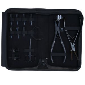 Professional Hair Extension <b>Tools</b> <b>Kit</b> Microbeads Remover Tape In Plier Curved Needle Scissor Styling Sectioning Clips Finger Set - Product Image 1