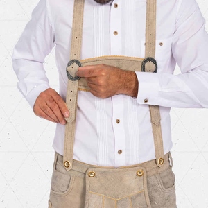 Pantalones Cortos de Cuero Beige Tradicionales para Hombre con Tirantes, Cintura Alta, Cierre de Botones, Ropa Casual de Verano - Product Image 3