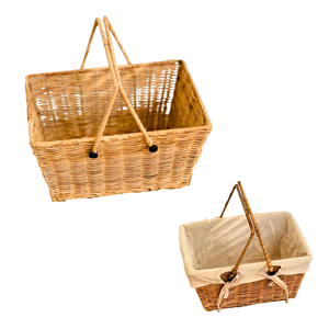 Panier de rangement en rotin écologique avec support métallique et doublure en coton doux multifonction, idéal pour offrir en cadeau - Product Image 1