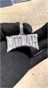 Pendentif personnalisé en or blanc naturel 10K 14K avec testeur de diamant, lettres en moissanite serties, bijoux authentiques pour hommes - Product Image 2