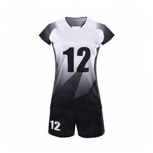 Unisex Volleyball Jersey Set Sublimated Print Moisture Wicking Fitted Short Sleeve 100% Polyester Anti-UV Breathable <b>Black</b> White - Product Image 1