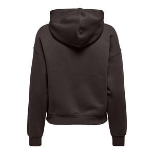 Sweat-shirt à capuche en molleton noir pour femme, longueur courte, manches régulières, couleur unie, vêtement d'automne, matière en coton tricoté - Product Image 2