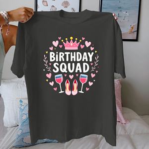CULATA DE CUMPLEAÑOS con corona Rosa Camiseta de algodón puro Mujer ajuste cómodo - Product Image 2