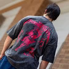T-shirt Homme en Coton Épais Style Rétro Délavé Streetwear – Personnalisable, Style Vintage, Imprimé, Design Graphique Vieilli - Product Image 4
