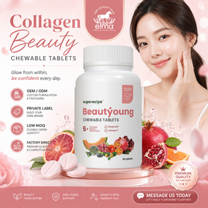 Elma Food <b>Collagen</b> Beauty Antioxidant Chewable Tablets 60 Count Women Skin Whitening Elasticity Support <b>Halal</b> GMP HACCP OEM - Product Image 1