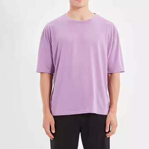 T-shirt Homme Violet Clair Grande Taille 2025 – Nouvelle Collection – Personnalisable avec Logo Imprimé – Design Uni Confortable Coupe Slim Décontractée Manches Courtes - Product Image 3