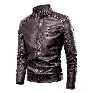 2026 Spring <b>Men's</b> Vintage Zipper Fleece Leather Jacket Casual Outwear with Stylish Motor Biker Vest New jacket for <b>men</b> - Product Image 6