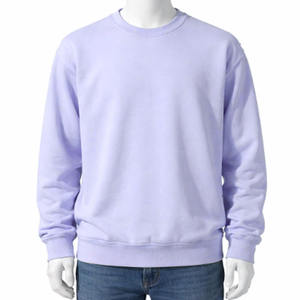 Sweat-shirt pour homme en molleton de coton uni à manches longues, col et poignets côtelés, épaules tombantes, sans capuche - Product Image 1