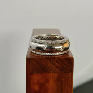 925 Sterling <b>Silver</b> Wide Band <b>Ring</b> Diamond Stones Classic Luxury Women Wedding Anniversary Party Gift Jewelry - Product Image 2