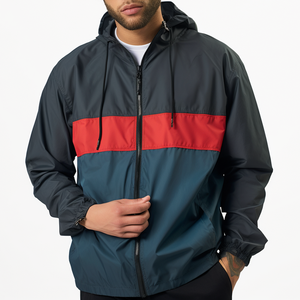 Manufacturer Custom Men Lightweight Waterproof Windproof Nylon <b>Zip</b> <b>up</b> <b>Jackets</b> Hoodies Cut and Sew Nylon Windbreaker <b>Jackets</b> - Product Image 1