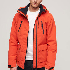 Veste de randonnée à capuche orange pour homme avec fermeture éclair, rembourrage en coton, coque en polyester/nylon, coupe régulière, veste de randonnée d'hiver - Product Image 1