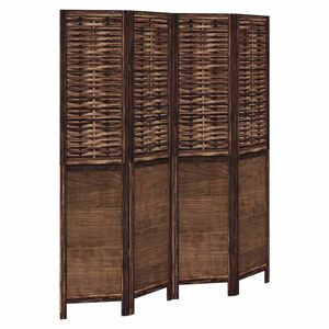 Separador de Habitaciones de Madera Maciza de Paulownia Marrón Oscuro de 4 Paneles - Product Image 2
