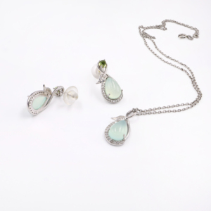 Ensemble de boucles d'oreilles pendantes en argent sterling 925 avec onyx bleu naturel et péridot, plaqué rhodium, bijoux fins OEM ODM - Product Image 4
