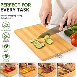 Premium Bamboo Cutting Board with Hanging <b>Ring</b> Eco Friendly Kitchen Chopping Board - Product Image 3