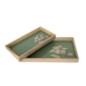 Plateau de service décoratif imprimé motif paon, plateau de service rectangulaire en bois pour commande en gros et usage domestique - Product Image 5