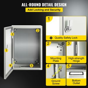 Scatola Elettrica in Acciaio NEMA 4X IP67 Impermeabile e Antipolvere per Interni/Esterni, Contenitore di Giunzione Elettrica 12 8 6 - Product Image 5