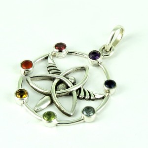 Colgantes de Plata de Ley 925 con Diseño Único y Múltiples Piedras Preciosas, Exportador de Joyería India, Estilo Bohemio Cristiano - Product Image 5