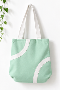 <b>Canvas</b> Tote <b>Bag</b> Contrast Panel Shoulder <b>Shopper</b> Reusable Carryall for Daily Grocery Travel Use - Product Image 5