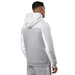 Mens Light Grey <b>Colour</b> <b>Block</b> Fleece Hoodie Casual Pullover Athletic Winter Gymwear Hoodie Apparel - Product Image 2