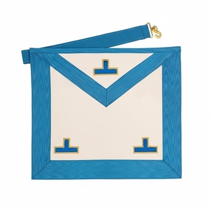 Worshipful Master Apron 3 Taus Embroidered Vintage Square Lace <b>Sew</b>-On Masonic Regalia Safety <b>Pin</b>-Master Mason French Rite Sky - Product Image 3