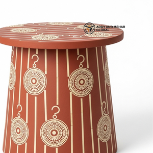 Designer Red Bone Inlay Accent Table for Living Room Luxury Red Bone Inlay End Table – Traditional Floral Pattern - Product Image 3