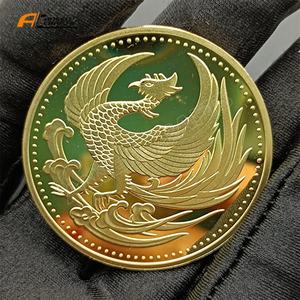 Japon Phoenix souhaite bonne <span class=keywords><strong>chance</strong></span> bonheur souhaitant une pièce d'art plantée en or pièce commémorative - Product Image 5