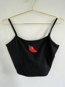 Top sin mangas de algodón acanalado blanco con bordado de cuentas personalizado para mujer, chaleco ajustado con detalles en verde oliva, ropa casual de verano - Product Image 4