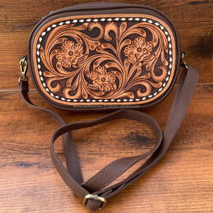 2024 Wholesale New Western Hand Tooled Genuine Leather Women's Crossbody Bag Cow Leather Floral Bohemian Luxury Designer Purse - Product Image 2