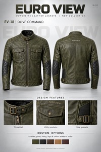 Veste de moto unisexe Euro View en cuir véritable pour l'hiver, respirante, à séchage rapide, doublée de polaire, avec fermeture éclair brodée et fourrure synthétique - Product Image 2