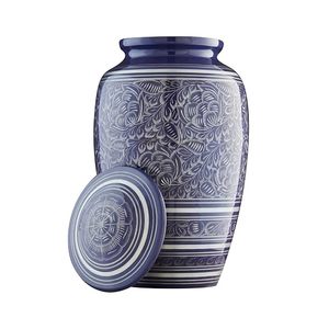 Urne funéraire en céramique en forme de larme, motif floral bleu classique, hermétique, pour commémorer votre chien - Product Image 6