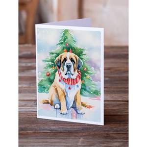 Tarjetas de felicitación de Navidad de San Bernardo caprichosas Paquete de 8 tarjetas de notas de tamaño A7 en blanco 5x7 con sobres - Product Image 2