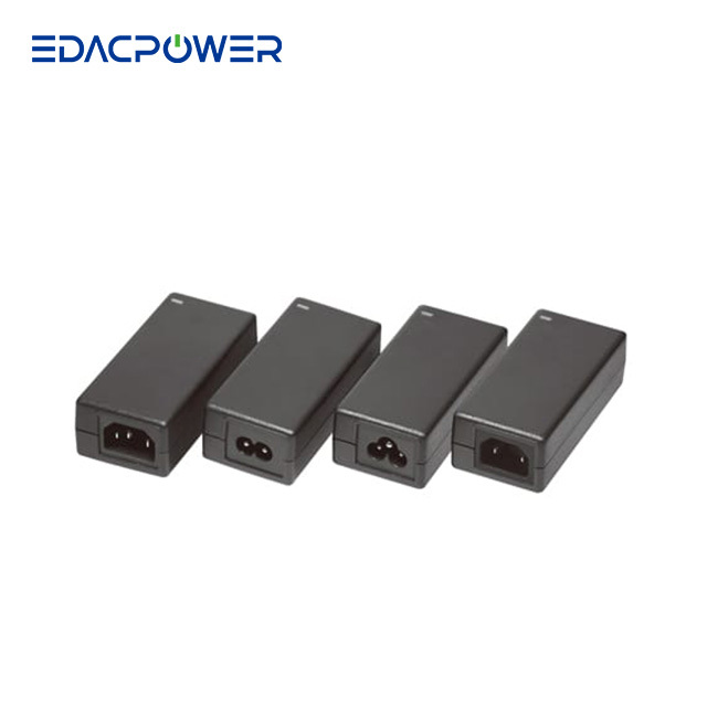 EDAC POWER 24W 12V 2A Max Medical Desktop AC/DC Power Adapter EM1024QY Series Universal Plug Level VI Efficiency Black Worldwide