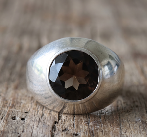 Wholesale Certified 5CT Natural Bezel Setting Smoky <b>Quartz</b> 925 Sterling Silver Handmade Trendy Dome <b>Rings</b> for Weddings - Product Image 5