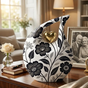 Urna Funeraria de Aluminio con Diseño Floral, Florero Conmemorativo de Sobremesa, Urna Decorativa para el Hogar - Product Image 2
