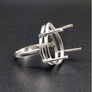 2026 Bague en argent sterling 925 plaqué, avec cabochon poire 8x10mm, à personnaliser, pour la fabrication de bijoux en gros - Product Image 5