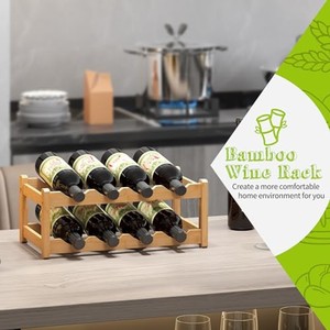 Estante para Vino de Bambú para 8 Botellas, Ecológico, Rectangular, de Sobremesa |   Diseño moderno de mediados de siglo hecho a mano, duradero y ligero |   Aqudus - Product Image 3