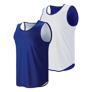 เสื้อบาสเก็ตบอลสีม่วงขาวแบบสั่งทำ OEM  ไม่มีแขน คอวี  สำหรับผู้ใหญ่  ผ้าโพลีเอสเตอร์ ระบายเหงื่อได้ดี  ชุดกีฬา - Product Image 3