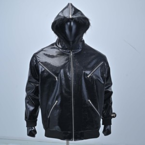 Veste matelassée unisexe d'hiver de haute qualité, en cuir véritable, à capuche, coupe-vent, légère, élégante, tendance, de luxe, vente en gros - Product Image 1