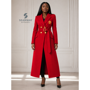 Manteau Trench Long Ceinturé Croisé pour Femme NSPDK Sorority, Col Cranté, Manches Longues, Coupe Ajustée, Vêtement d'extérieur Formel - Product Image 5