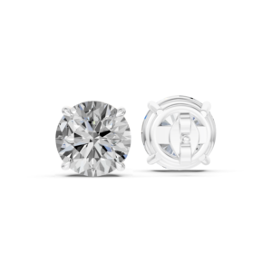 Boucles d'oreilles clous solitaire de luxe pour femme en argent 925 plaqué rhodium, avec diamant de laboratoire de 1,06 carat, clarté VS, couleur EF, 5 mm - Product Image 4